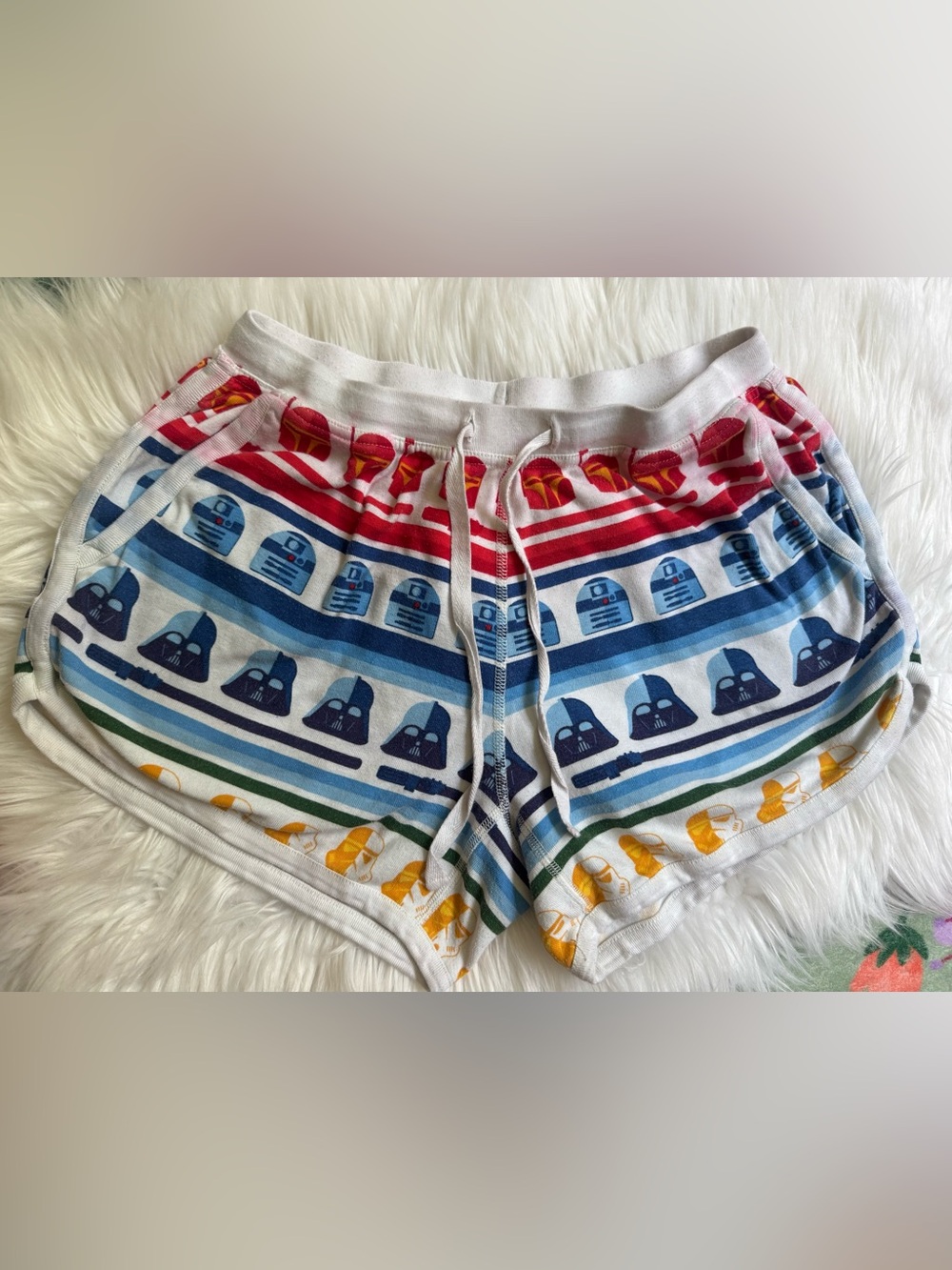 Hanna Andersson White Shorts with Multicolor Star Wars Stripe Print
